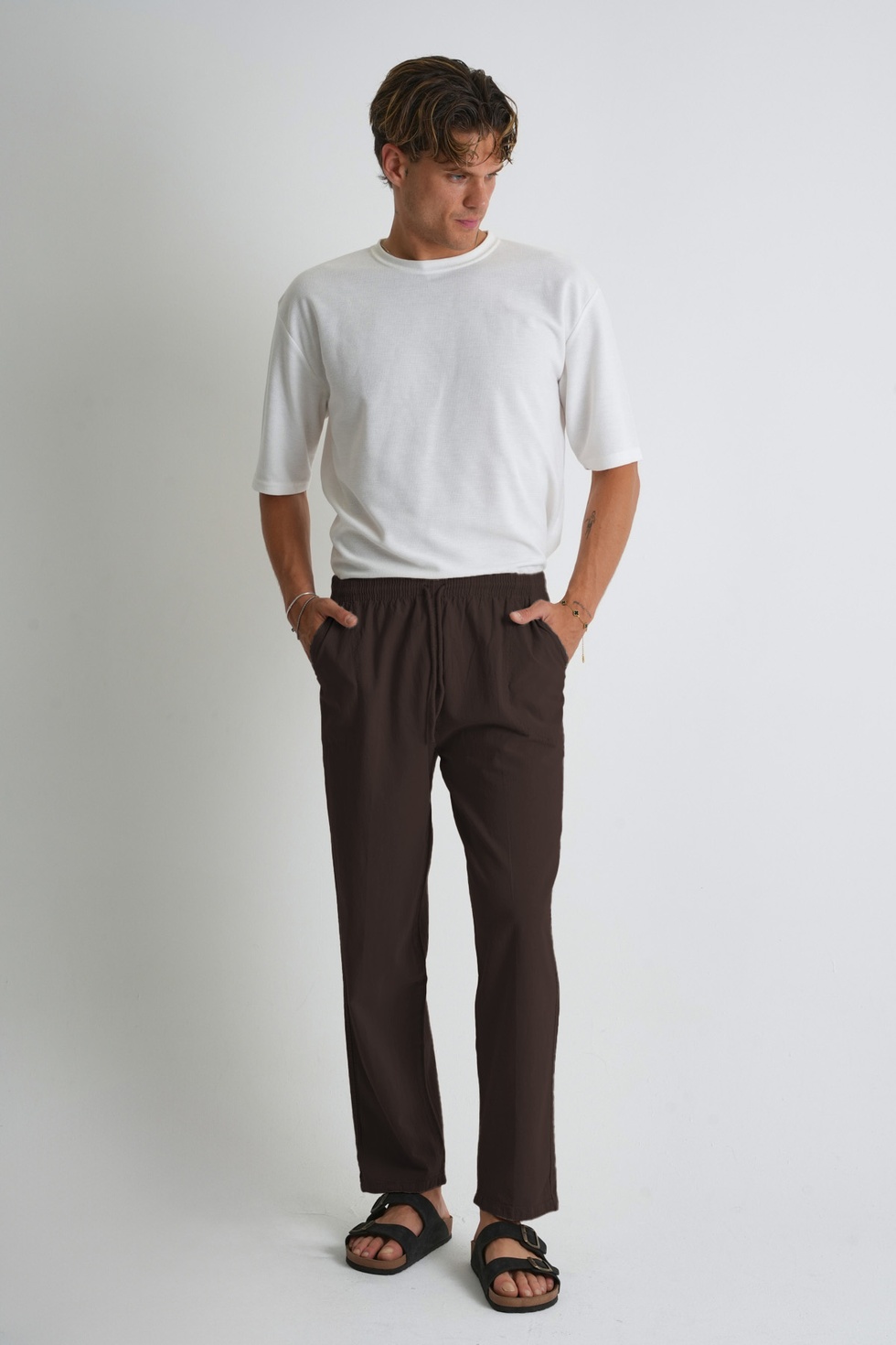 Erkek Büyük Beden %100 Pamuk Keten Görünümlü Pantolon