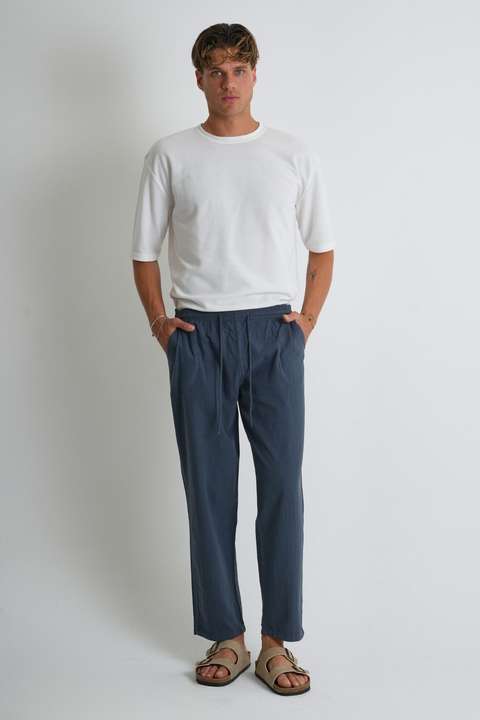 Koyu Gri Erkek Büyük Beden %100 Pamuk Keten Görünümlü Pantolon E206