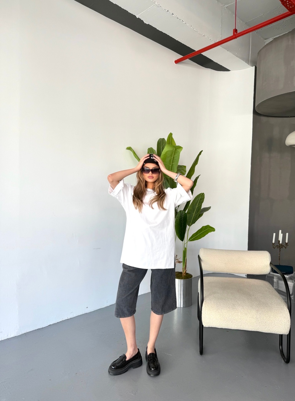 Kadın Yüksek Bel Keten Görünümlü %100 Pamuk Kapri