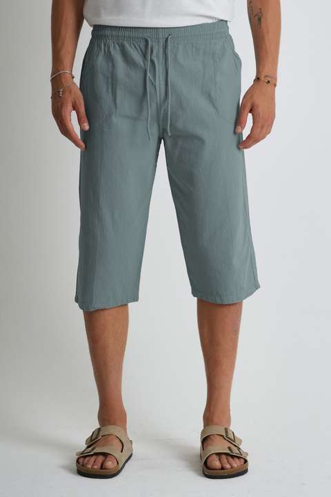 Mavili Gri Erkek Regular %100 Pamuk Keten Görünümlü Kapri DC204