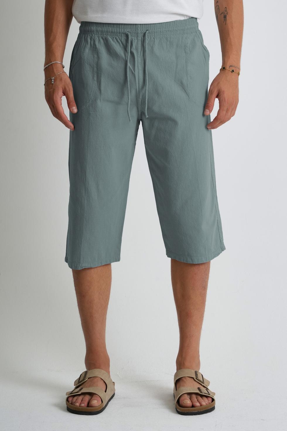 Erkek Regular %100 Pamuk Keten Görünümlü Kapri