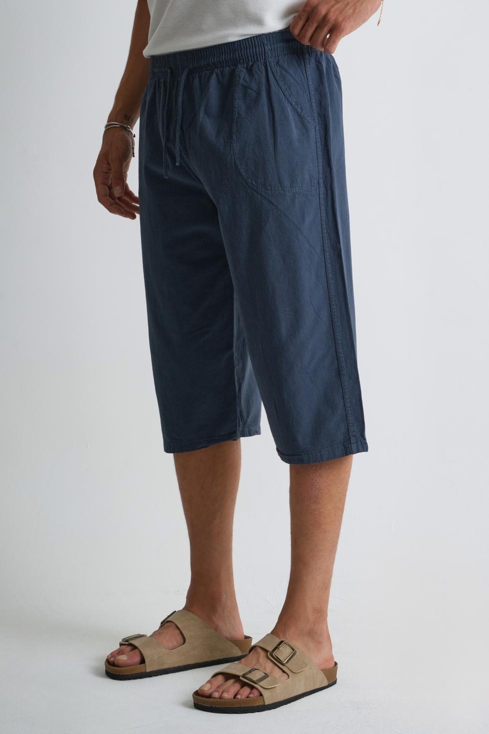 Erkek Regular %100 Pamuk Keten Görünümlü Kapri