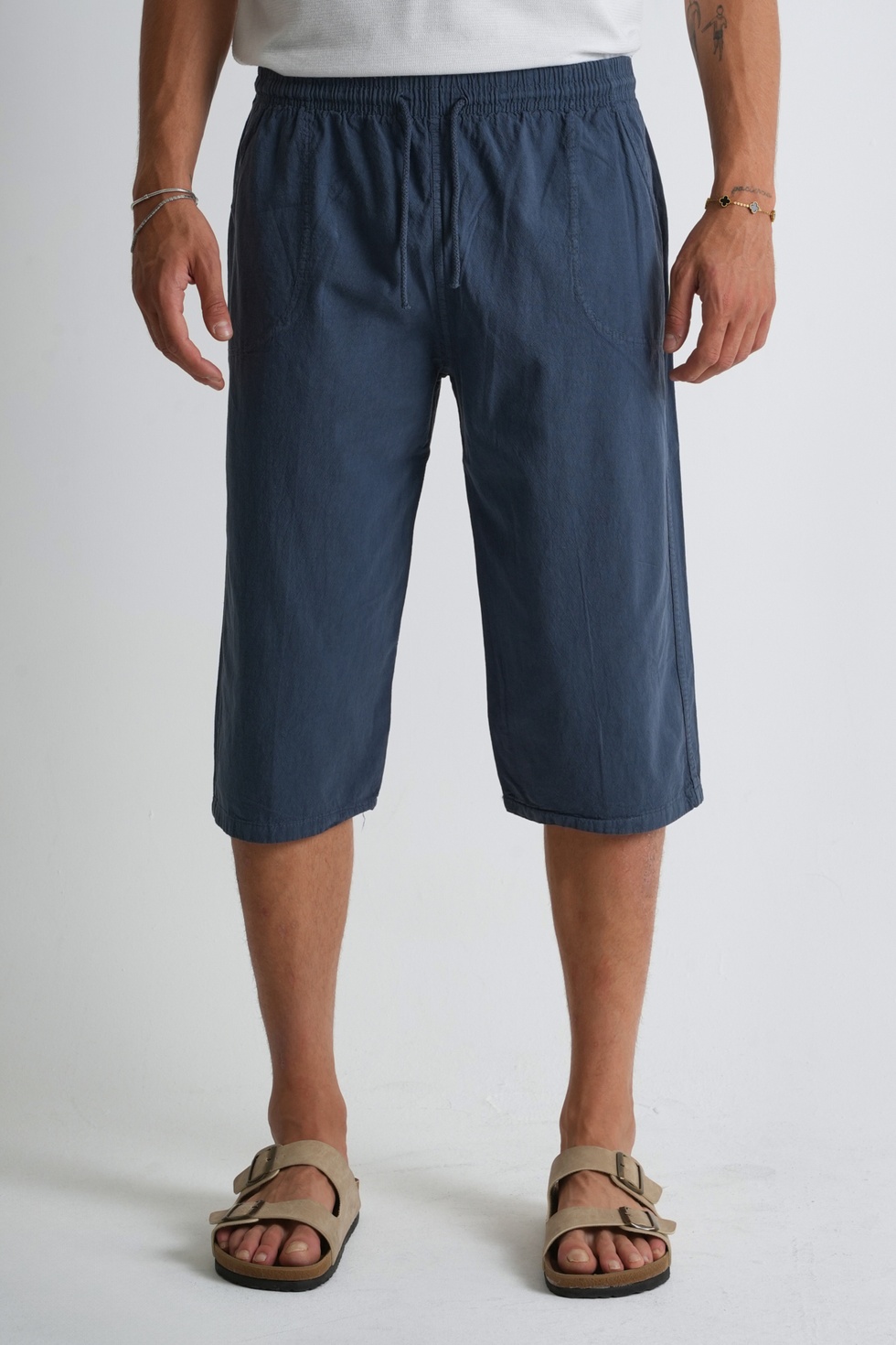 Erkek Regular %100 Pamuk Keten Görünümlü Kapri