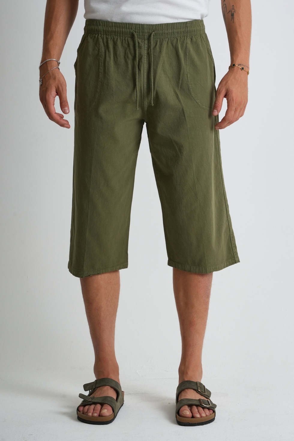 Erkek Regular %100 Pamuk Keten Görünümlü Kapri