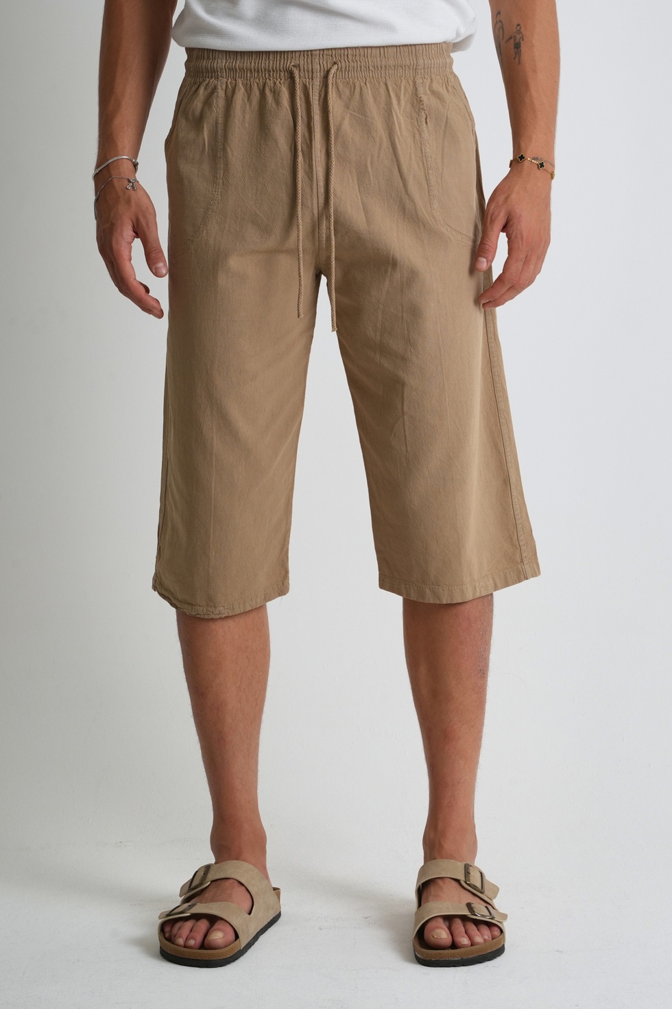 Erkek Regular %100 Pamuk Keten Görünümlü Kapri