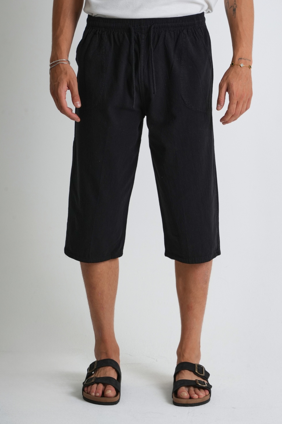 Erkek Regular %100 Pamuk Keten Görünümlü Kapri