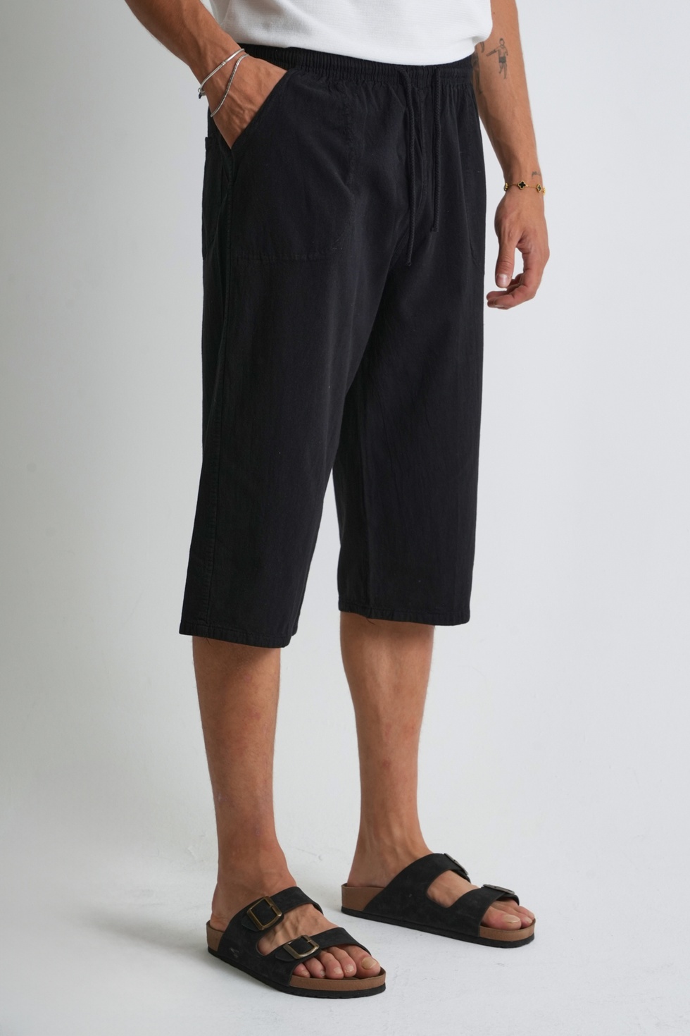 Erkek Regular %100 Pamuk Keten Görünümlü Kapri