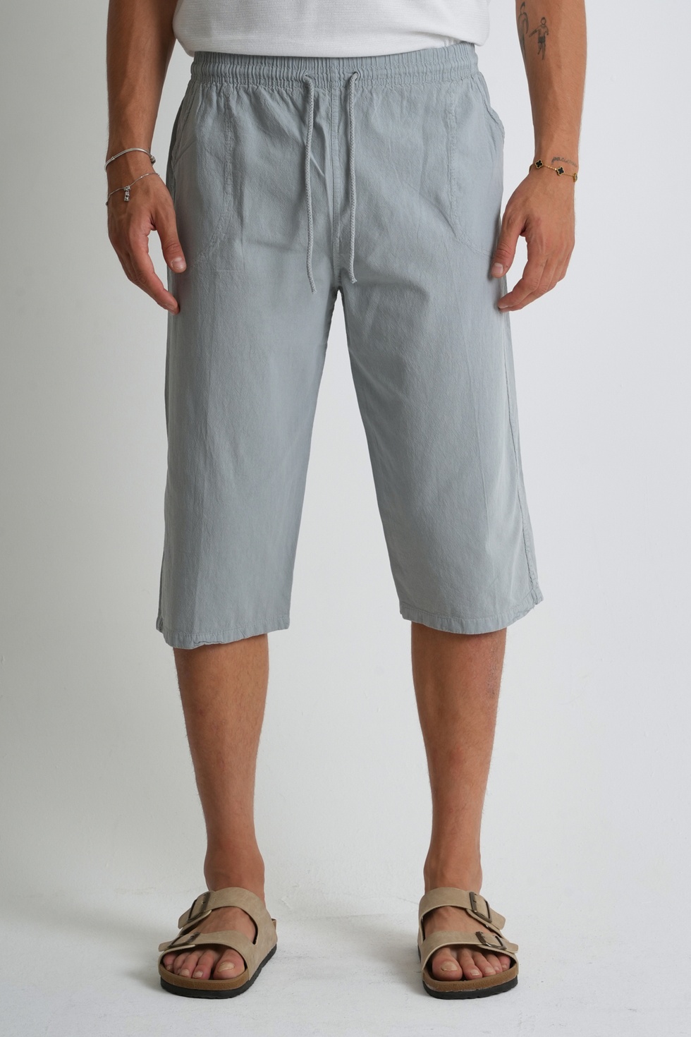 Erkek Regular %100 Pamuk Keten Görünümlü Kapri