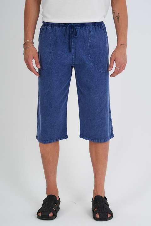 Kot Mavi Erkek Regular %100 Pamuk Keten Görünümlü Kapri DC204