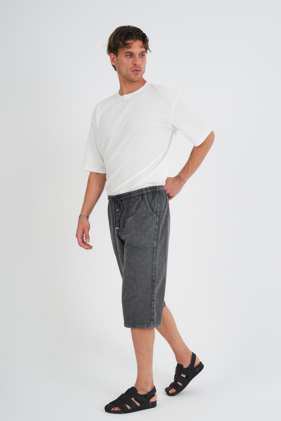 Erkek Regular %100 Pamuk Keten Görünümlü Kapri