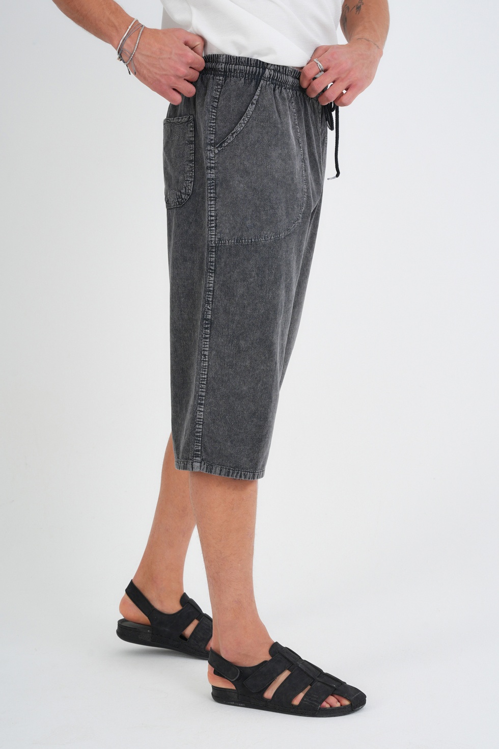 Erkek Regular %100 Pamuk Keten Görünümlü Kapri