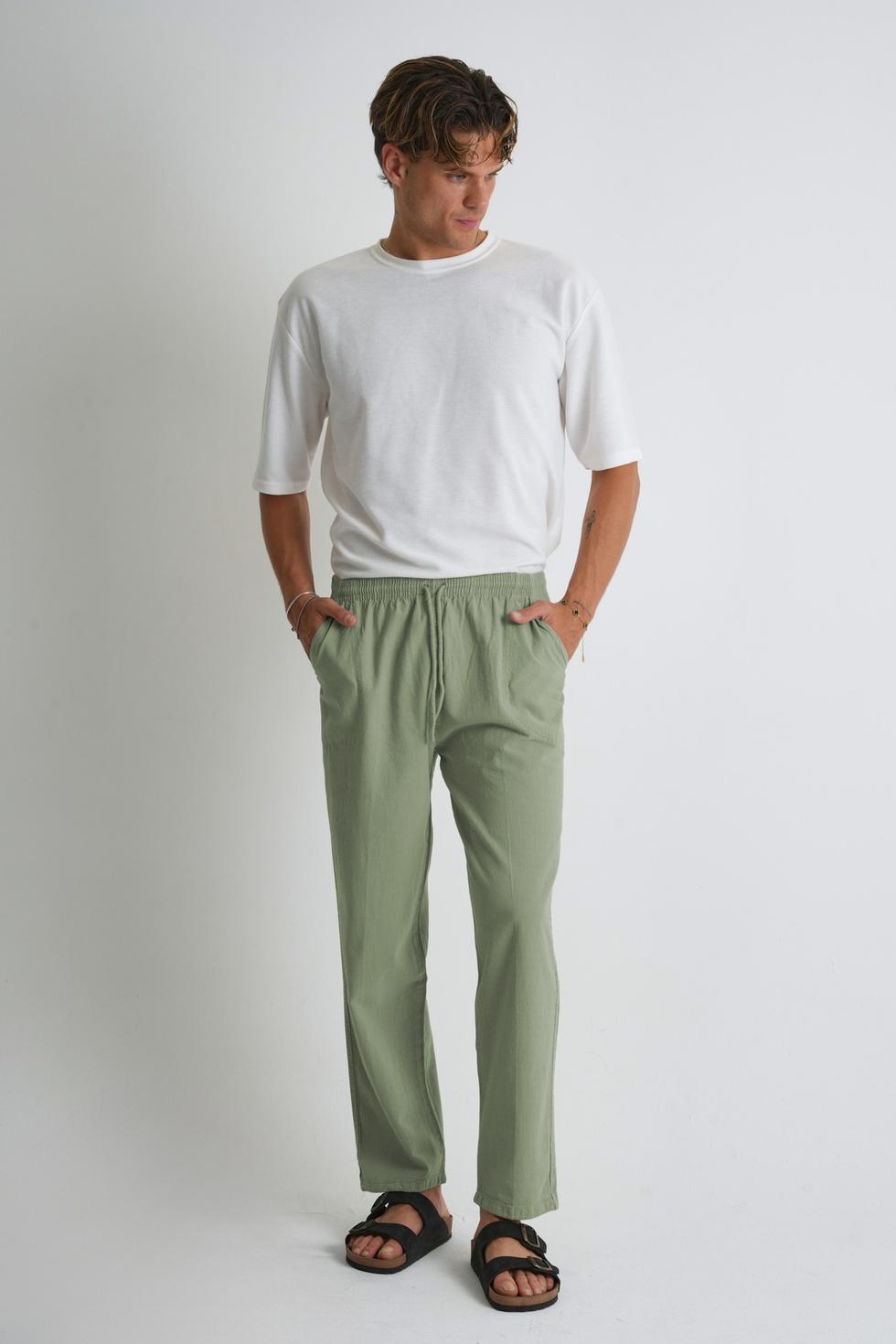 Erkek Regular %100 Pamuk Keten Görünümlü Kapri