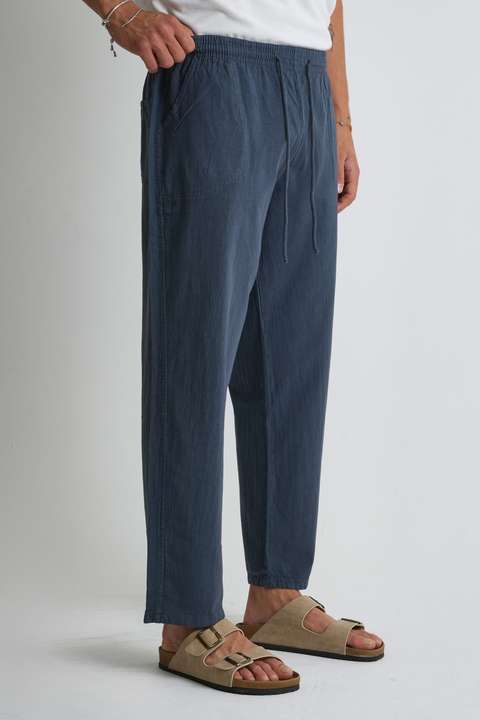 Koyu Gri Erkek Regular %100 Pamuk Keten Görünümlü Kapri DC204