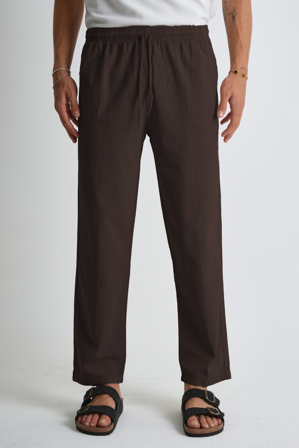 Erkek Yazlık Rahat Kalıp %100 Pamuk Keten Görünümlü Pantolon