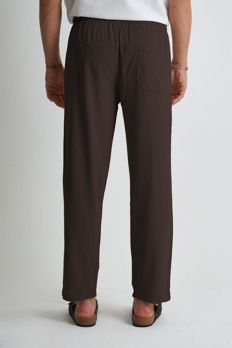 Erkek Yazlık Rahat Kalıp %100 Pamuk Keten Görünümlü Pantolon