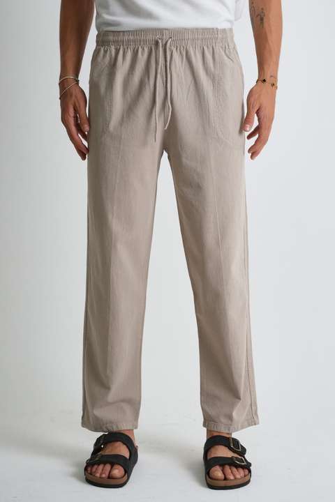 Taş Erkek Yazlık Rahat Kalıp %100 Pamuk Keten Görünümlü Pantolon E205