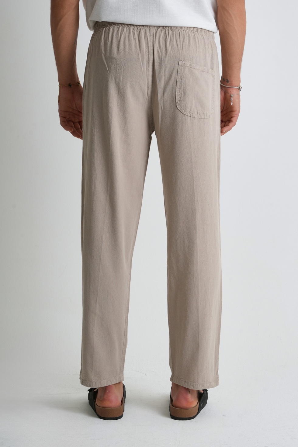 Erkek Yazlık Rahat Kalıp %100 Pamuk Keten Görünümlü Pantolon