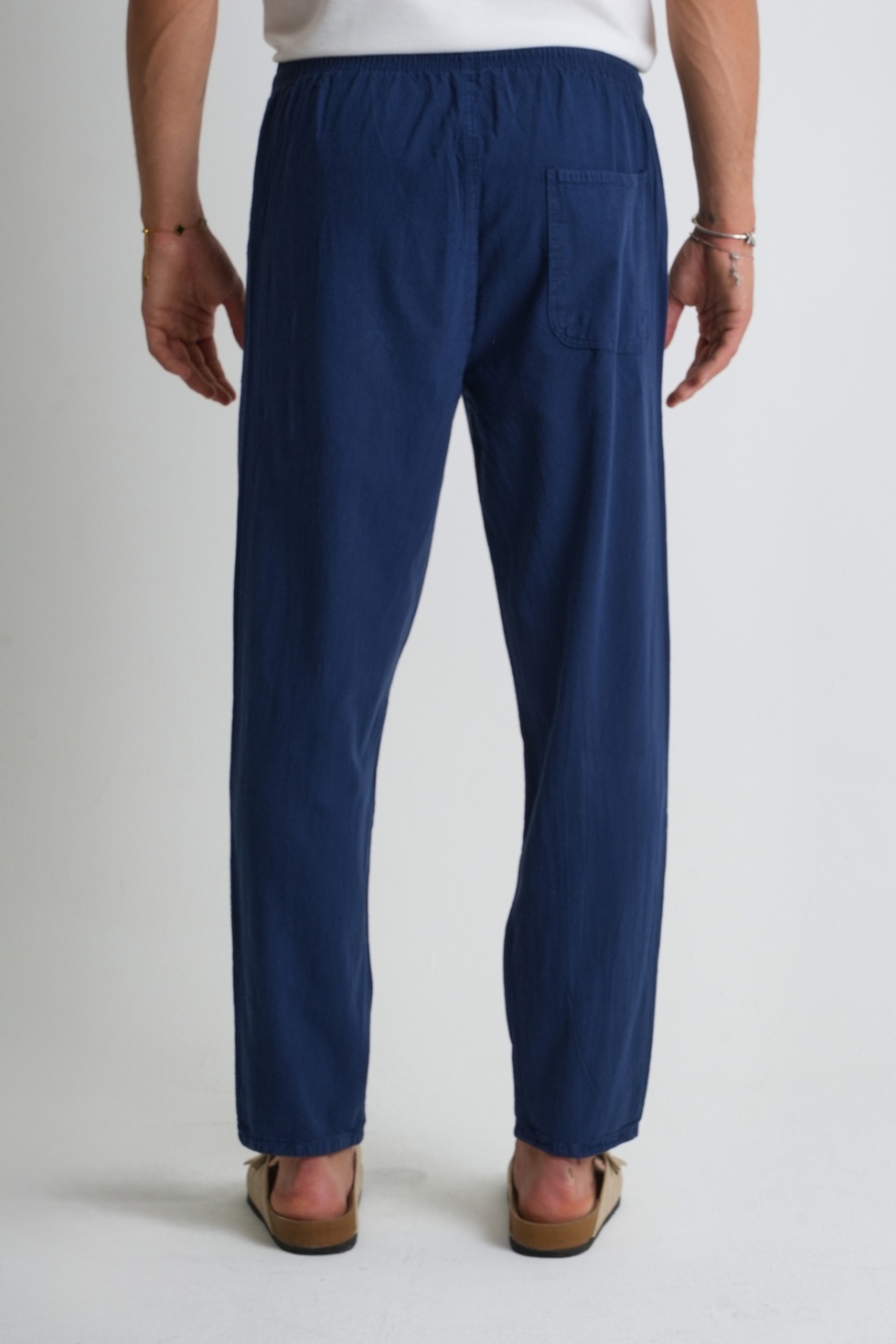 Erkek Yazlık Rahat Kalıp %100 Pamuk Keten Görünümlü Pantolon