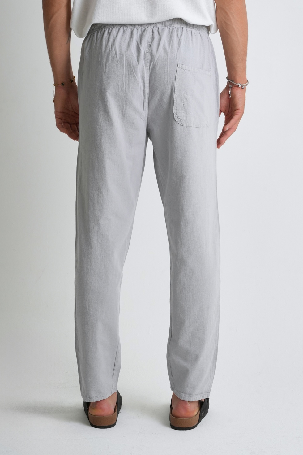 Erkek Yazlık Rahat Kalıp %100 Pamuk Keten Görünümlü Pantolon