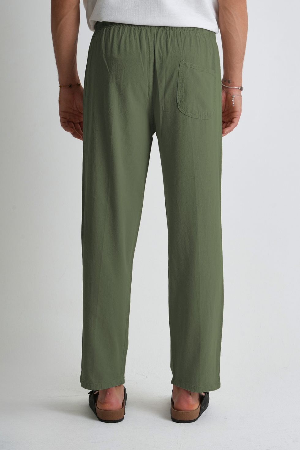 Erkek Yazlık Rahat Kalıp %100 Pamuk Keten Görünümlü Pantolon