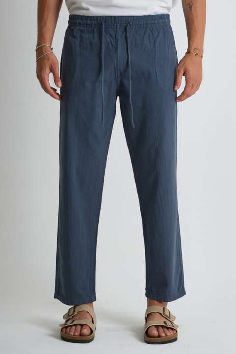 Antrasit Erkek Yazlık Rahat Kalıp %100 Pamuk Keten Görünümlü Pantolon E205