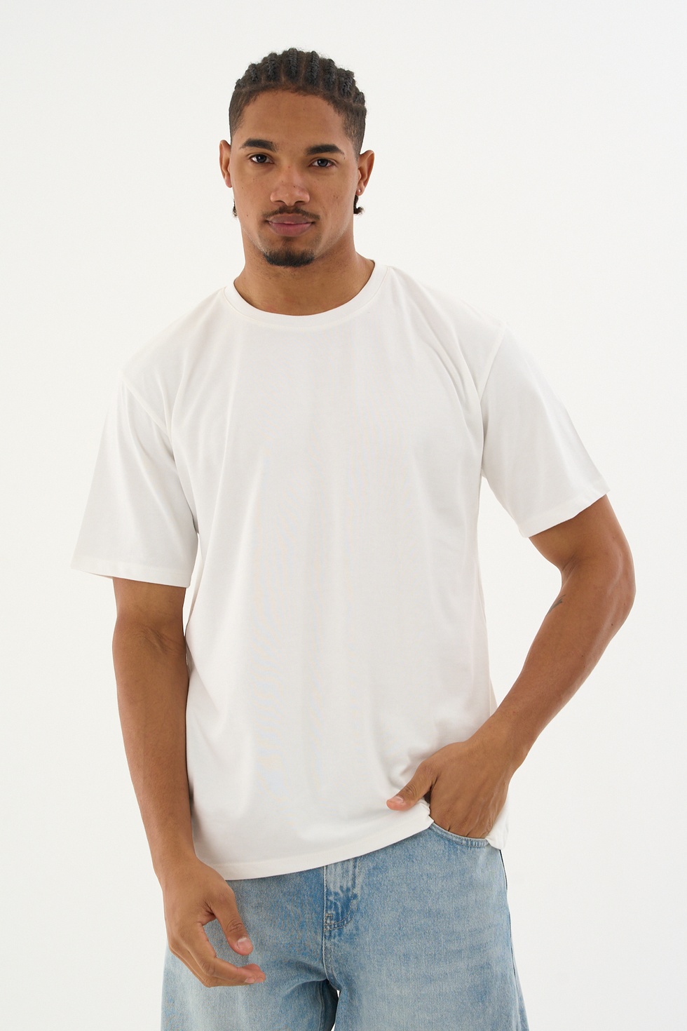 Erkek %100 Organik Pamuklu Yumuşak Dokulu Comfort Fit Bisiklet Yakalı T-shirt