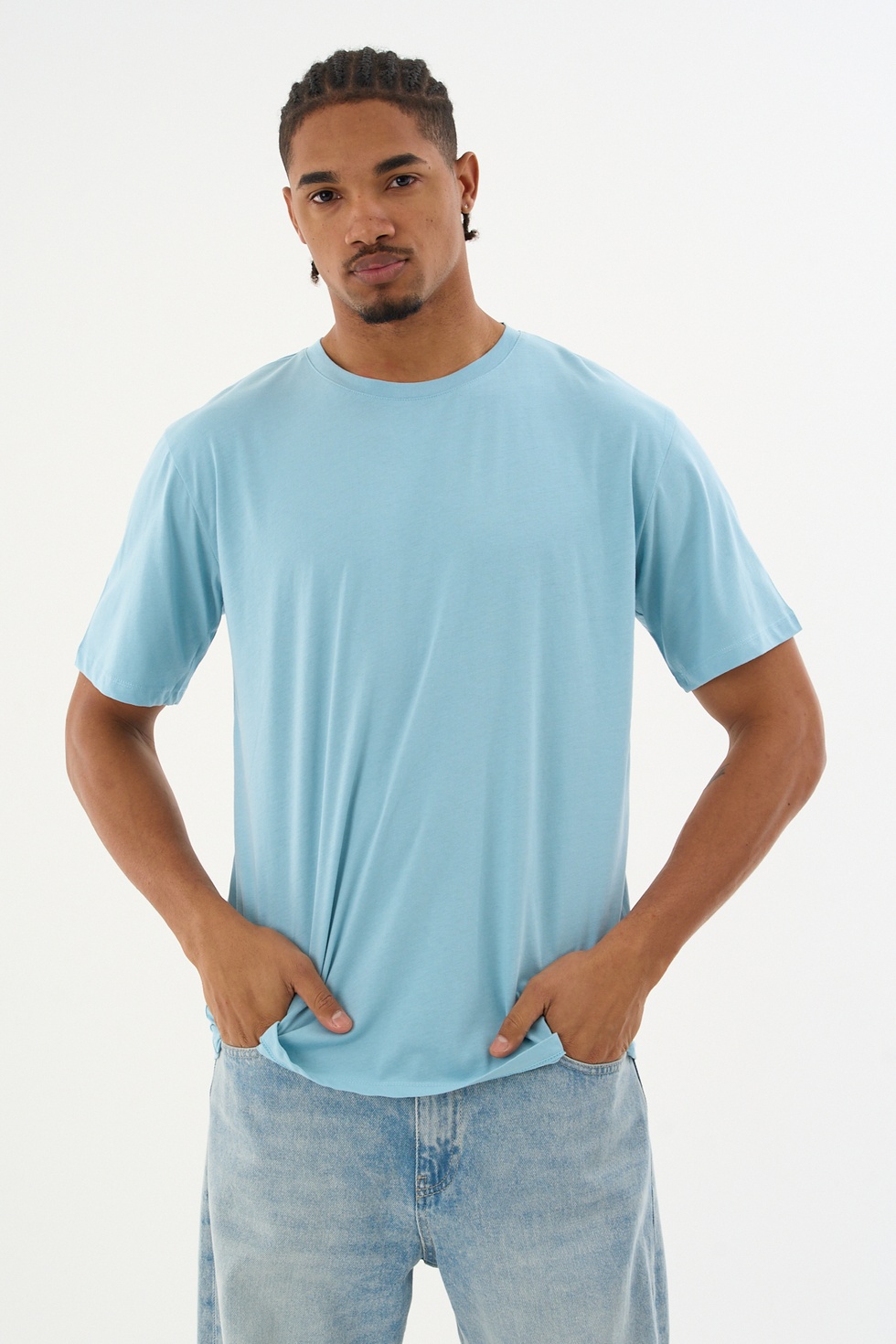 Erkek %100 Organik Pamuklu Yumuşak Dokulu Comfort Fit Bisiklet Yakalı T-shirt