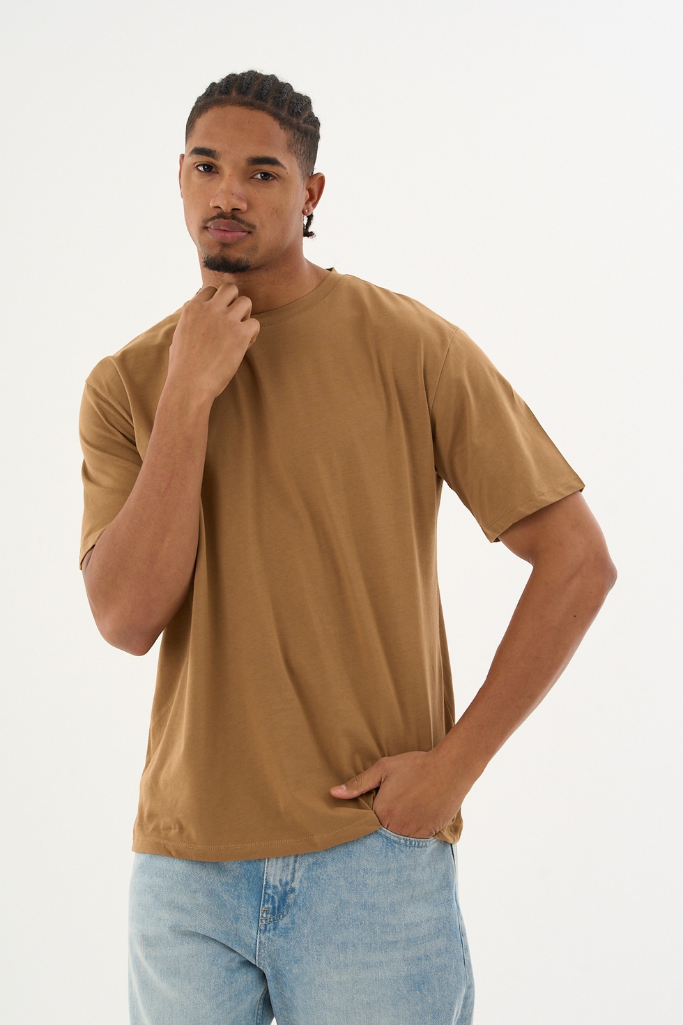 Erkek %100 Organik Pamuklu Yumuşak Dokulu Comfort Fit Bisiklet Yakalı T-shirt