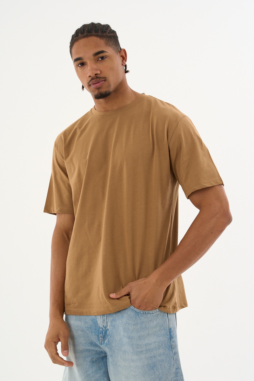 Erkek %100 Organik Pamuklu Yumuşak Dokulu Comfort Fit Bisiklet Yakalı T-shirt