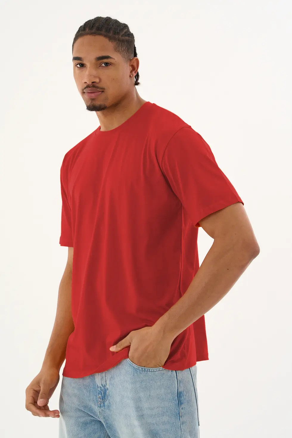 Erkek %100 Organik Pamuklu Yumuşak Dokulu Comfort Fit Bisiklet Yakalı T-shirt