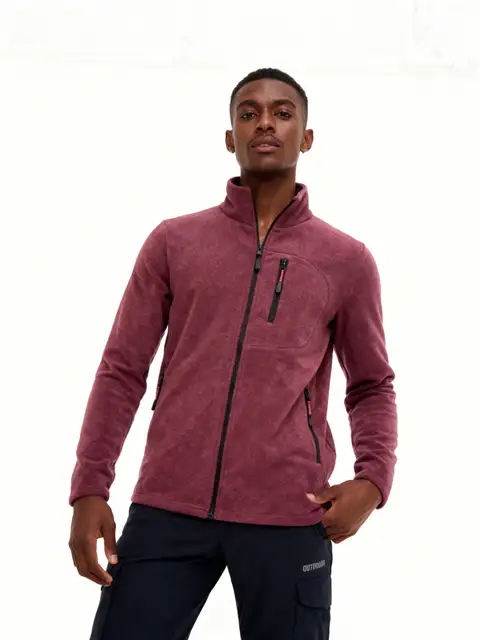 Bordo Erkek Extreme Rüzgar Geçirmez Cepli Outdoor Tam Fermuarlı Polar Ceket E223