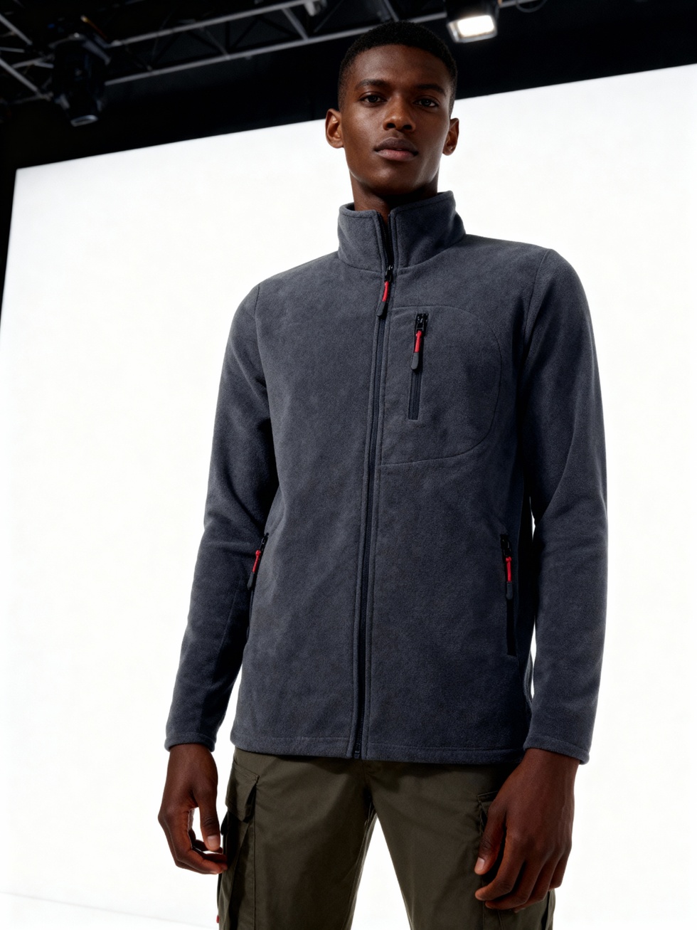 Erkek Extreme Rüzgar Geçirmez Cepli Outdoor Tam Fermuarlı Polar Ceket