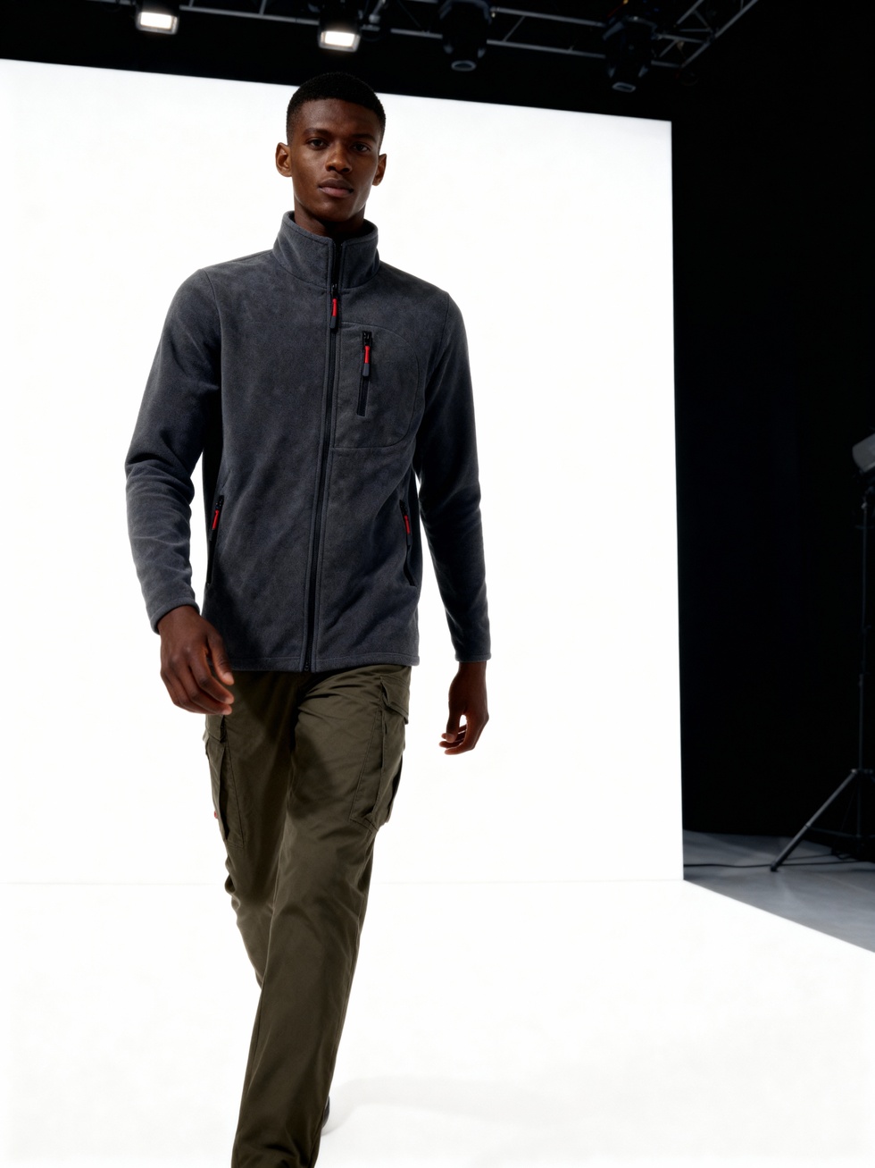 Erkek Extreme Rüzgar Geçirmez Cepli Outdoor Tam Fermuarlı Polar Ceket