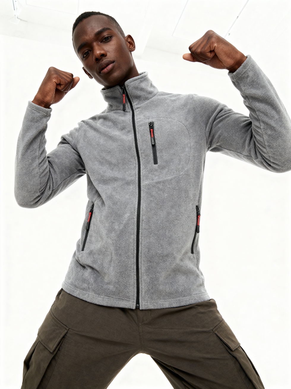 Erkek Extreme Rüzgar Geçirmez Cepli Outdoor Tam Fermuarlı Polar Ceket