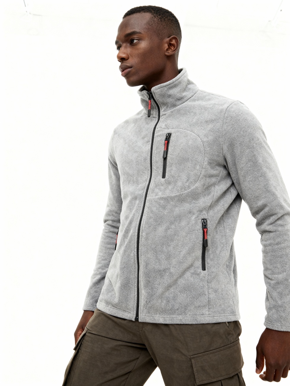 Erkek Extreme Rüzgar Geçirmez Cepli Outdoor Tam Fermuarlı Polar Ceket