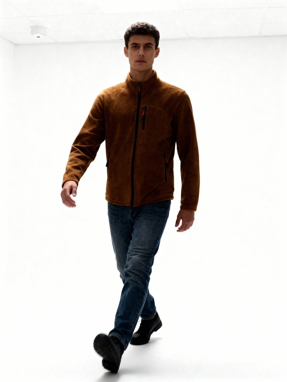 Erkek Extreme Rüzgar Geçirmez Cepli Outdoor Tam Fermuarlı Polar Ceket