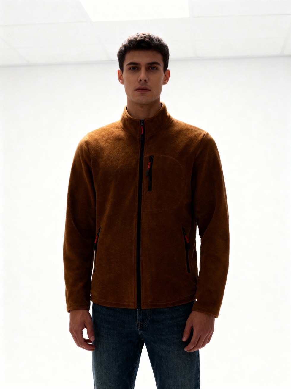 Erkek Extreme Rüzgar Geçirmez Cepli Outdoor Tam Fermuarlı Polar Ceket