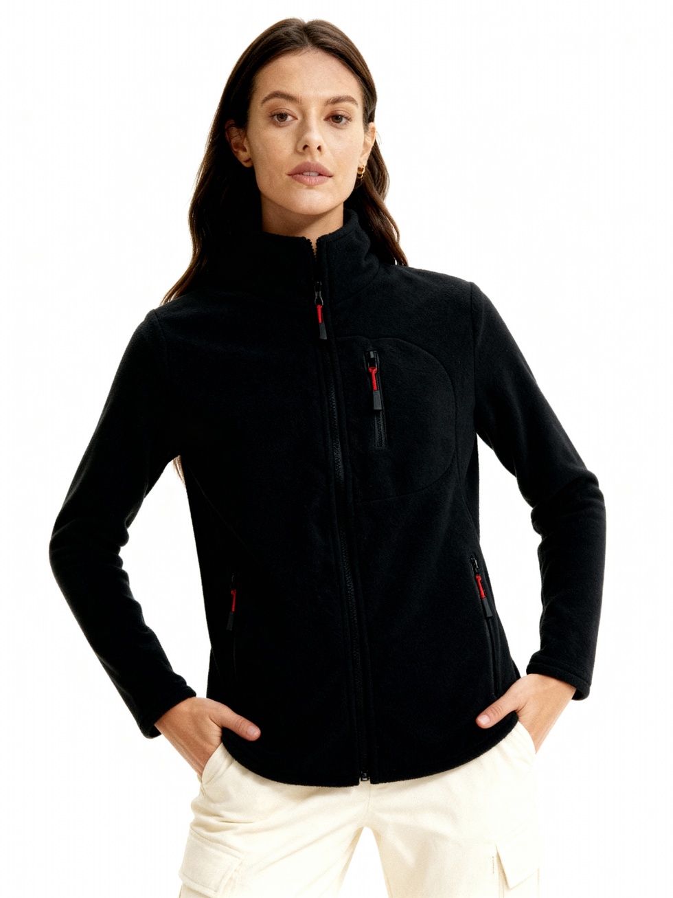 Kadın Extreme Rüzgar Geçirmez Cepli Outdoor Tam Fermuarlı Polar Ceket