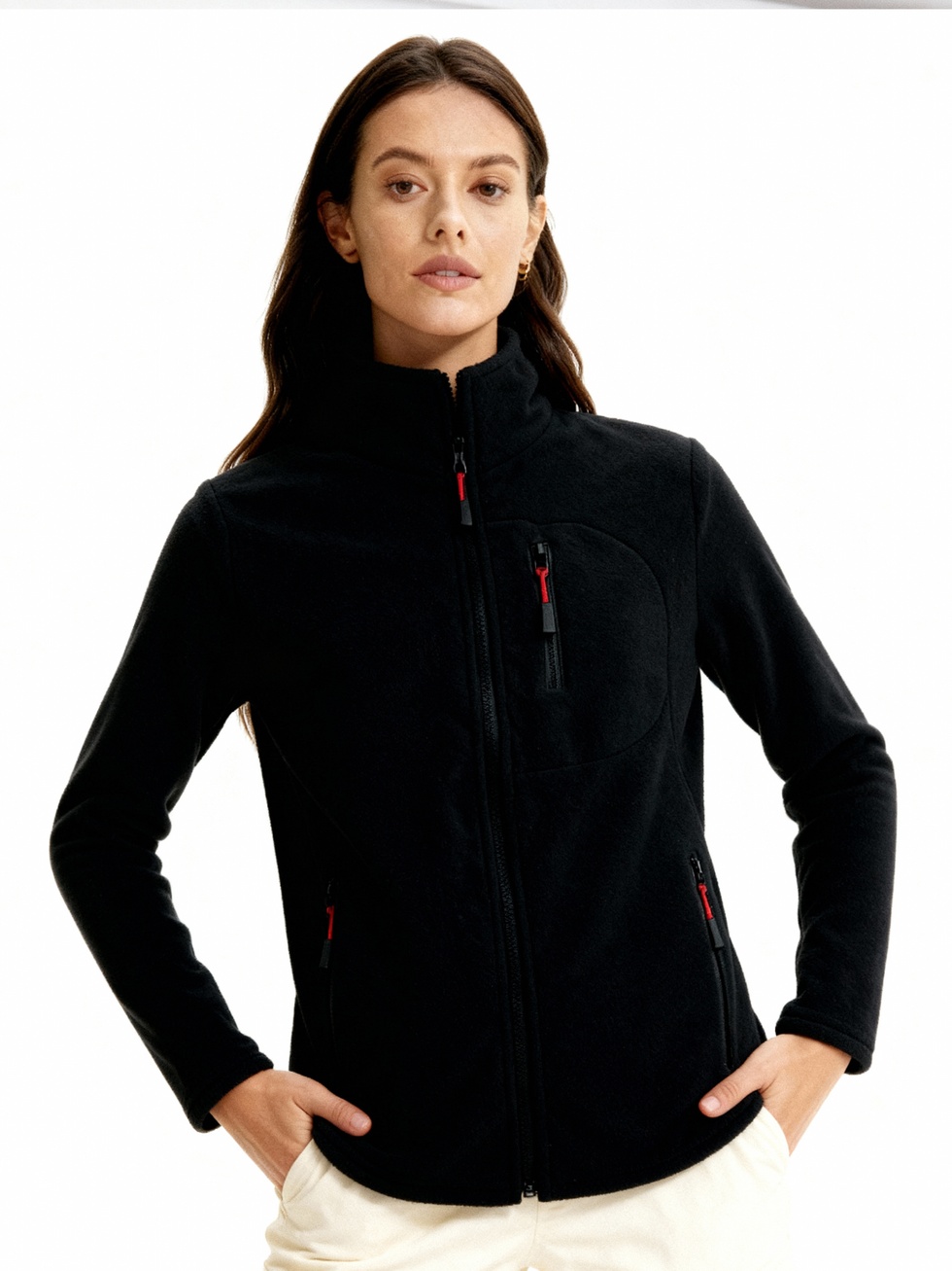 Kadın Extreme Rüzgar Geçirmez Cepli Outdoor Tam Fermuarlı Polar Ceket