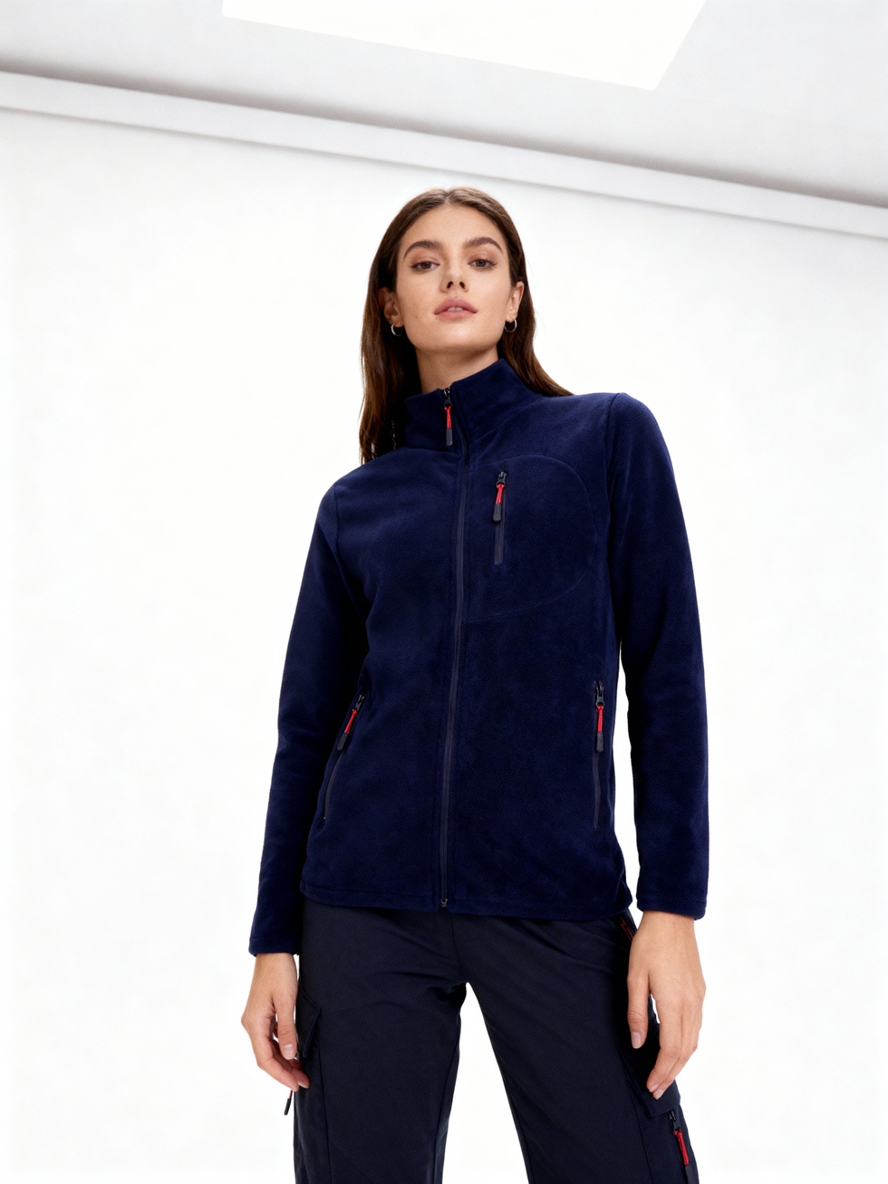 Kadın Extreme Rüzgar Geçirmez Cepli Outdoor Tam Fermuarlı Polar Ceket