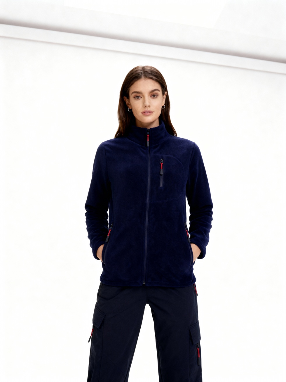 Kadın Extreme Rüzgar Geçirmez Cepli Outdoor Tam Fermuarlı Polar Ceket