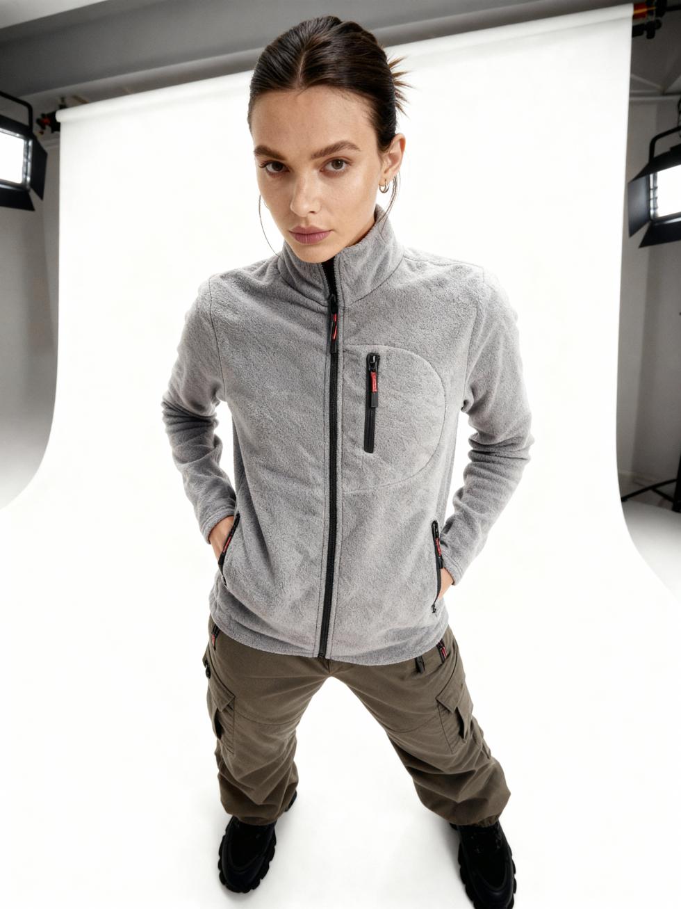 Kadın Extreme Rüzgar Geçirmez Cepli Outdoor Tam Fermuarlı Polar Ceket