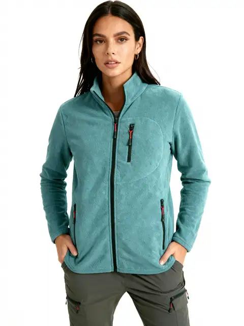 Çağla Kadın Extreme Rüzgar Geçirmez Cepli Outdoor Tam Fermuarlı Polar Ceket W223