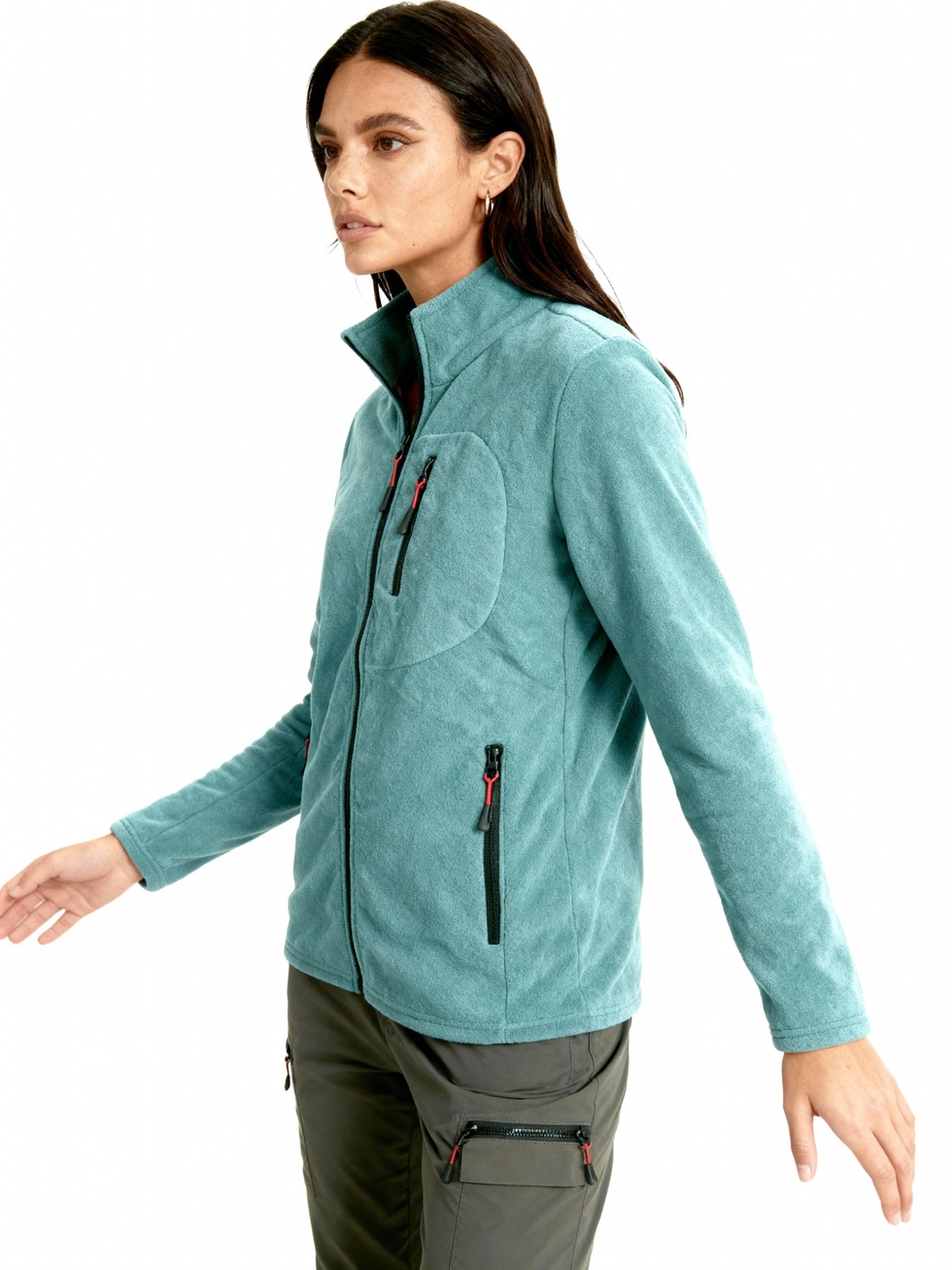 Kadın Extreme Rüzgar Geçirmez Cepli Outdoor Tam Fermuarlı Polar Ceket