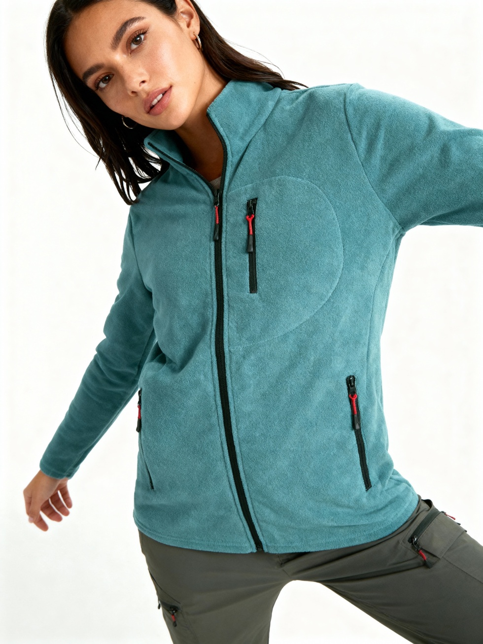 Kadın Extreme Rüzgar Geçirmez Cepli Outdoor Tam Fermuarlı Polar Ceket