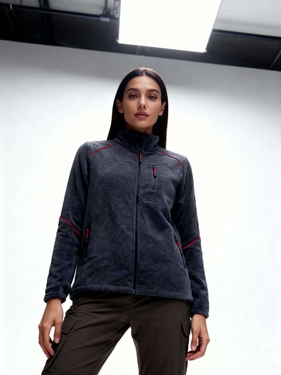 Kadın Extreme Rüzgar Geçirmez Cepli Outdoor Tam Fermuarlı Polar Ceket