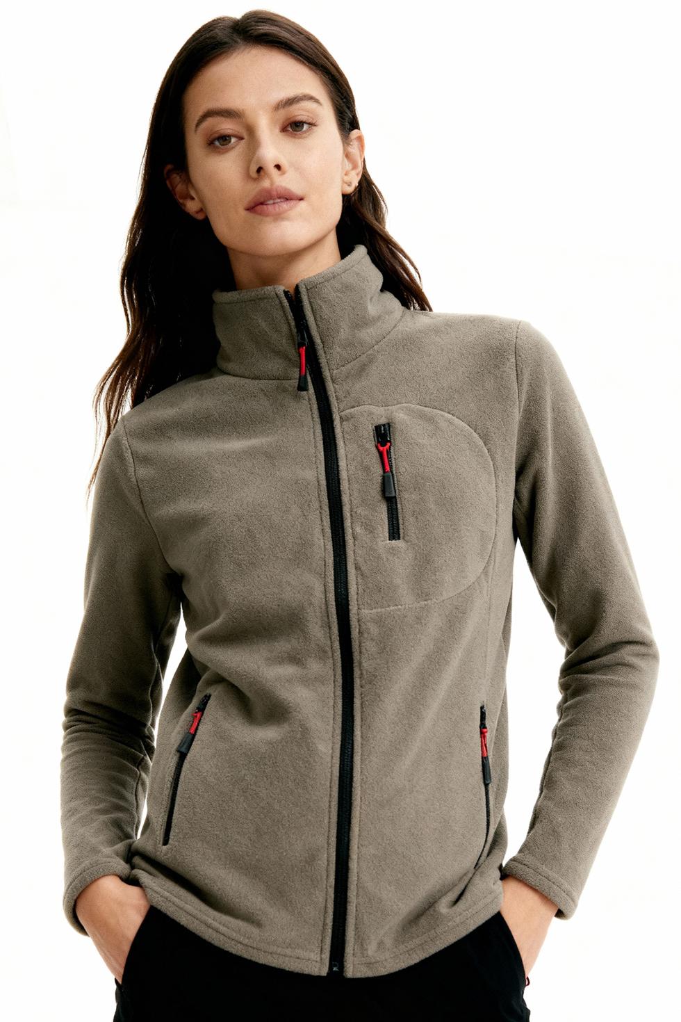 Kadın Extreme Rüzgar Geçirmez Cepli Outdoor Tam Fermuarlı Polar Ceket