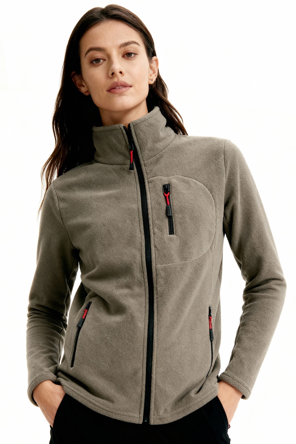 Kadın Extreme Rüzgar Geçirmez Cepli Outdoor Tam Fermuarlı Polar Ceket