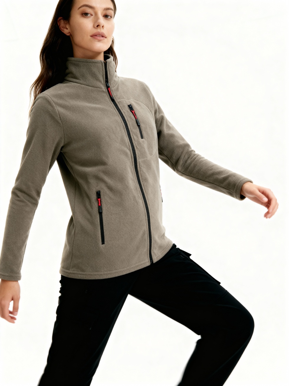 Kadın Extreme Rüzgar Geçirmez Cepli Outdoor Tam Fermuarlı Polar Ceket