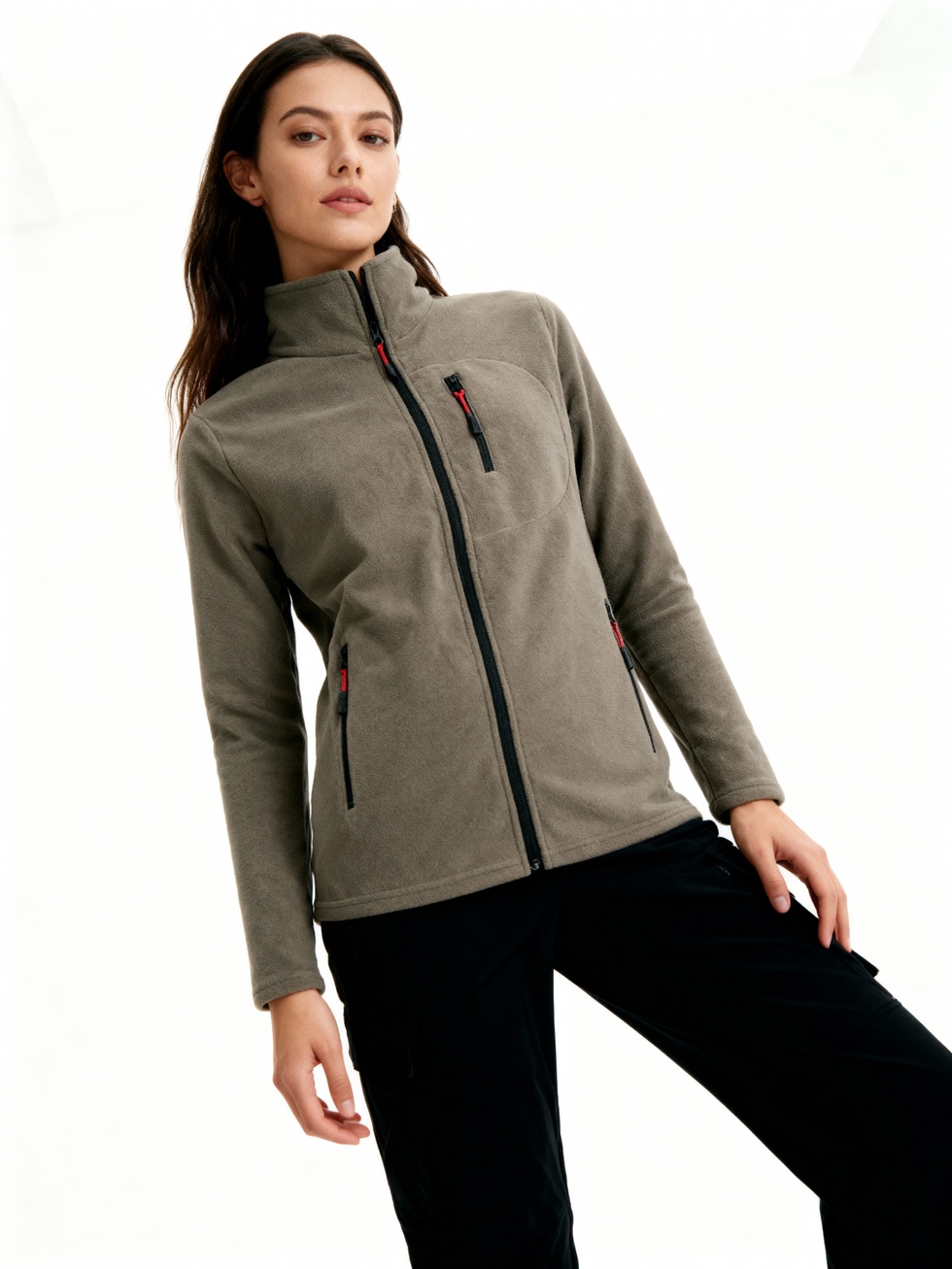 Kadın Extreme Rüzgar Geçirmez Cepli Outdoor Tam Fermuarlı Polar Ceket